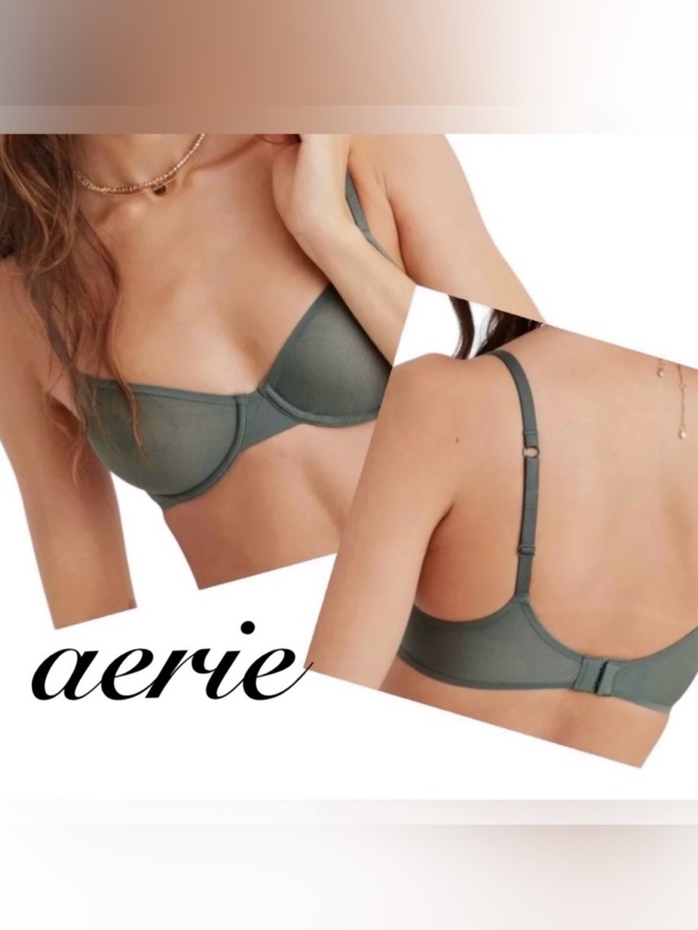 NWT Aerie 34C SMOOTHEZ Full Coverage Unlined Underwire Bra; Dark Green